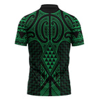 Kakariki Maori Ta Moko Poutama Art Zipper Polo Shirt - Aussie Hoodie
