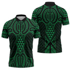 Kakariki Maori Ta Moko Poutama Art Zipper Polo Shirt - Aussie Hoodie