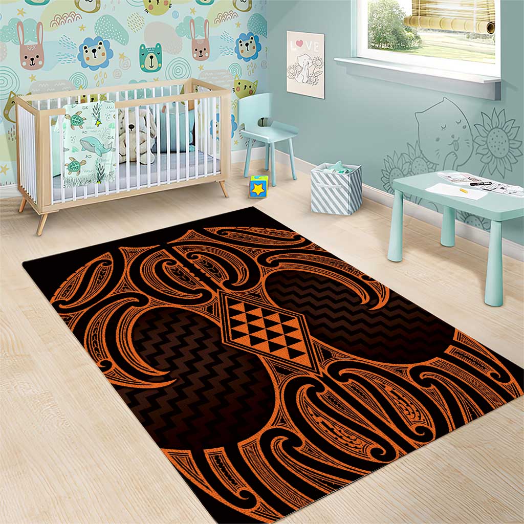 Karaka Maori Ta Moko Poutama Art Area Rug