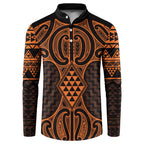 Karaka Maori Ta Moko Poutama Art Button Sweatshirt