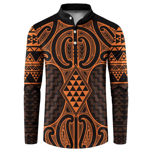 Karaka Maori Ta Moko Poutama Art Button Sweatshirt