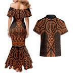 Karaka Maori Ta Moko Poutama Art Couples Matching Mermaid Dress and Hawaiian Shirt