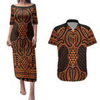Karaka Maori Ta Moko Poutama Art Couples Matching Puletasi and Hawaiian Shirt
