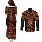 Karaka Maori Ta Moko Poutama Art Couples Matching Puletasi and Long Sleeve Button Shirt