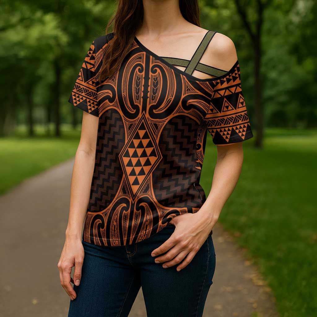 Karaka Maori Ta Moko Poutama Art Cross Shoulder Shirt - Aussie Hoodie