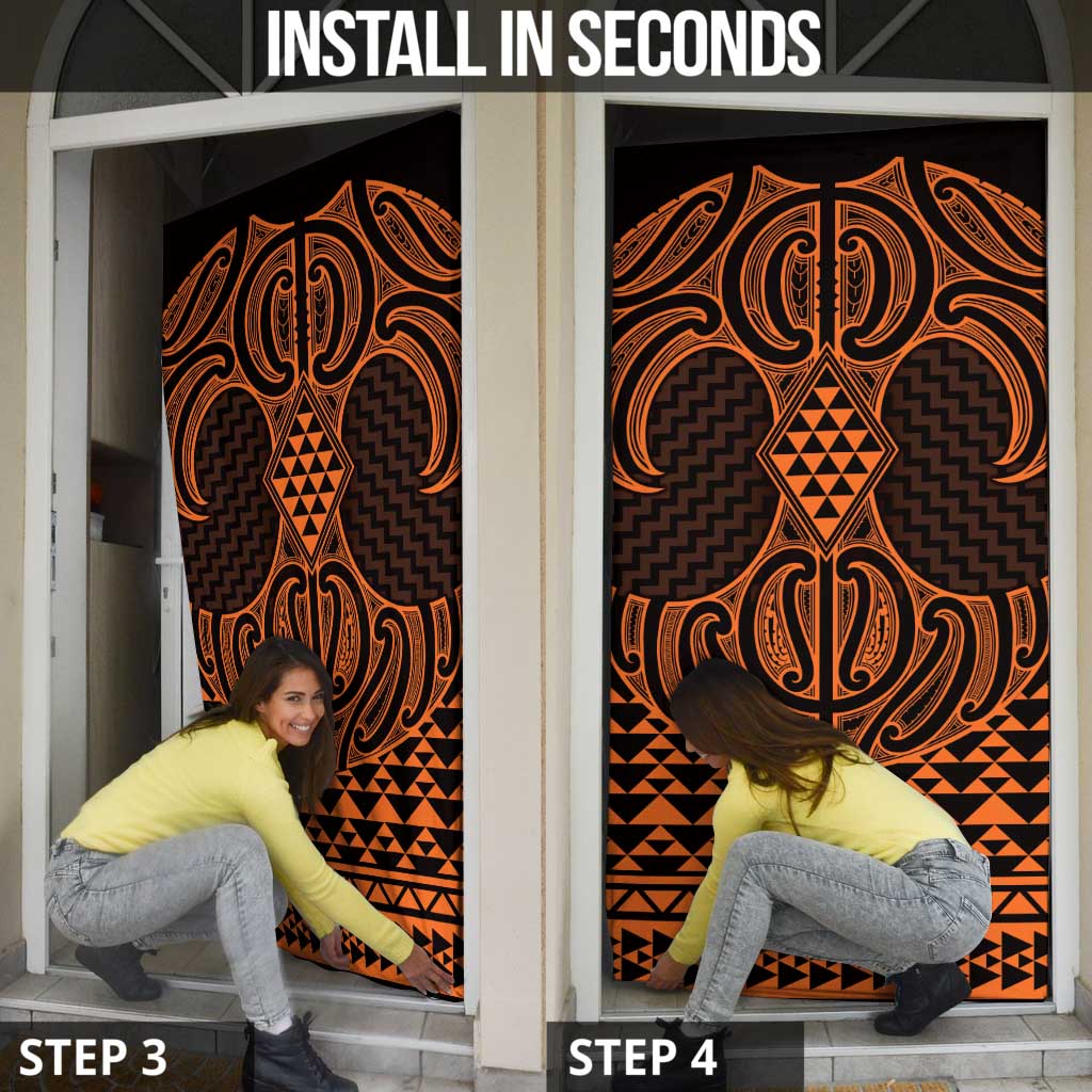 Karaka Maori Ta Moko Poutama Art Door Cover - Aussie Hoodie