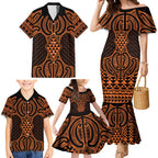 Karaka Maori Ta Moko Poutama Art Family Matching Mermaid Dress and Hawaiian Shirt