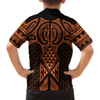 Karaka Maori Ta Moko Poutama Art Family Matching Off Shoulder Maxi Dress and Hawaiian Shirt
