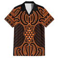 Karaka Maori Ta Moko Poutama Art Family Matching Short Sleeve Bodycon Dress and Hawaiian Shirt
