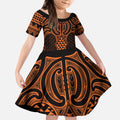 Karaka Maori Ta Moko Poutama Art Kid Short Sleeve Dress