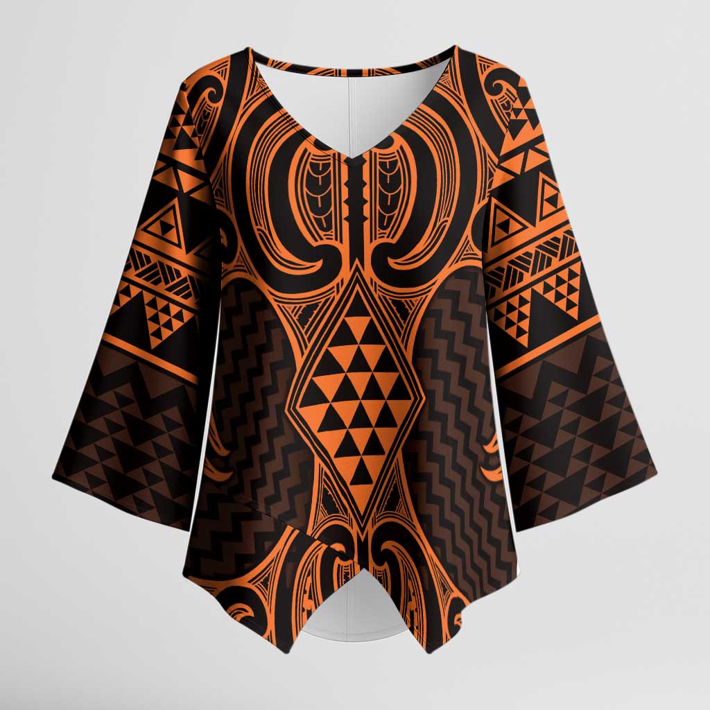 Karaka Maori Ta Moko Poutama Art Kimono Sleeve Blouse - Aussie Hoodie