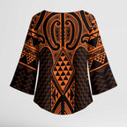 Karaka Maori Ta Moko Poutama Art Kimono Sleeve Blouse - Aussie Hoodie