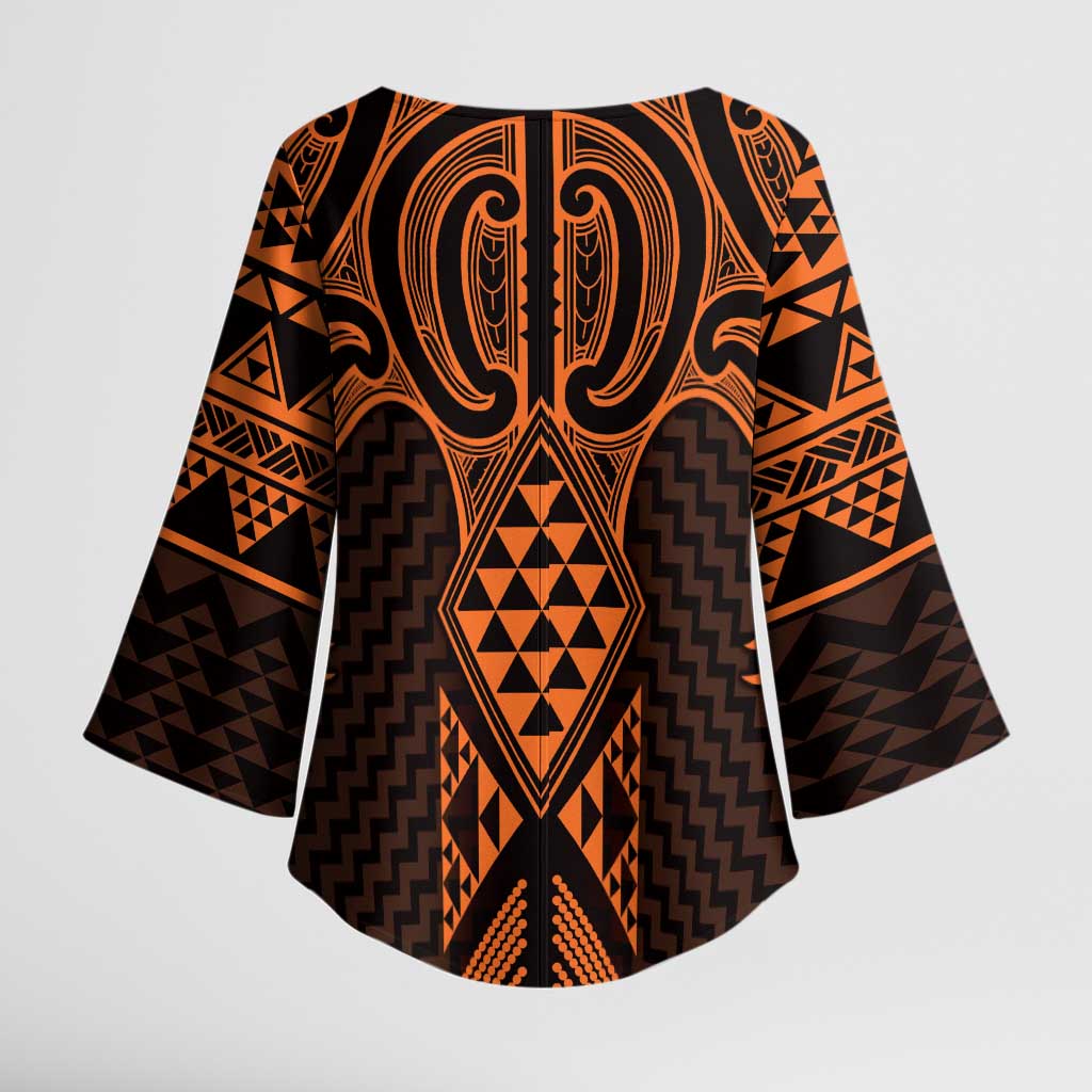 Karaka Maori Ta Moko Poutama Art Kimono Sleeve Blouse - Aussie Hoodie