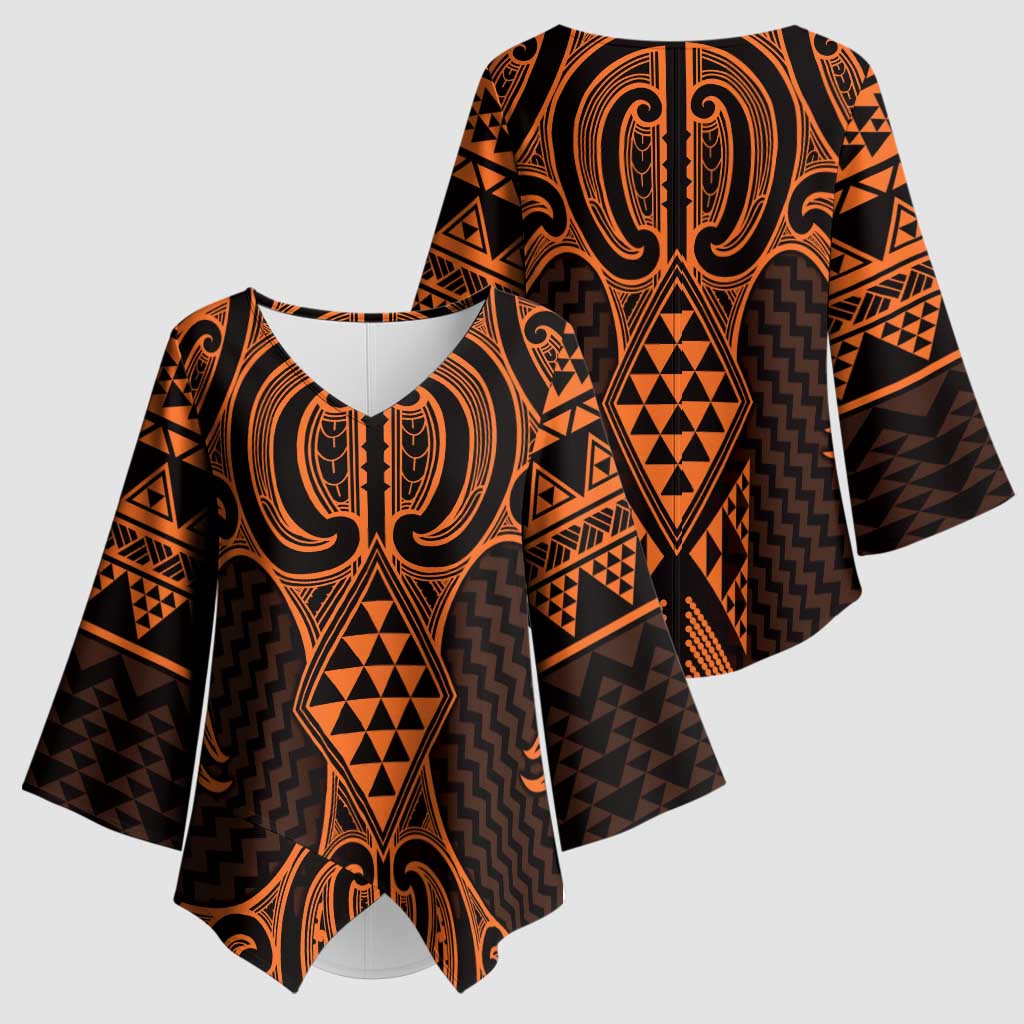 Karaka Maori Ta Moko Poutama Art Kimono Sleeve Blouse - Aussie Hoodie