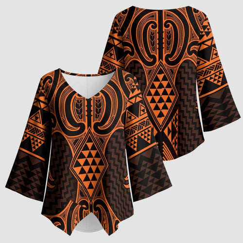 Karaka Maori Ta Moko Poutama Art Kimono Sleeve Blouse - Aussie Hoodie