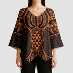 Karaka Maori Ta Moko Poutama Art Kimono Sleeve Blouse - Aussie Hoodie