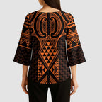 Karaka Maori Ta Moko Poutama Art Kimono Sleeve Blouse - Aussie Hoodie