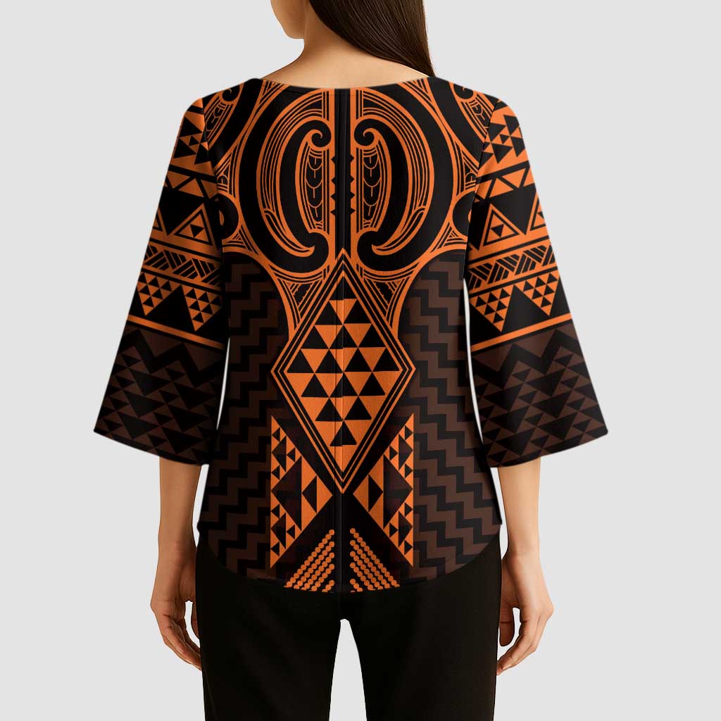 Karaka Maori Ta Moko Poutama Art Kimono Sleeve Blouse - Aussie Hoodie