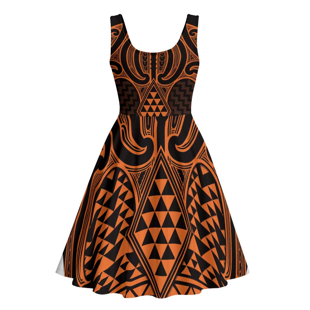 Karaka Maori Ta Moko Poutama Art Midi Dress - Aussie Hoodie
