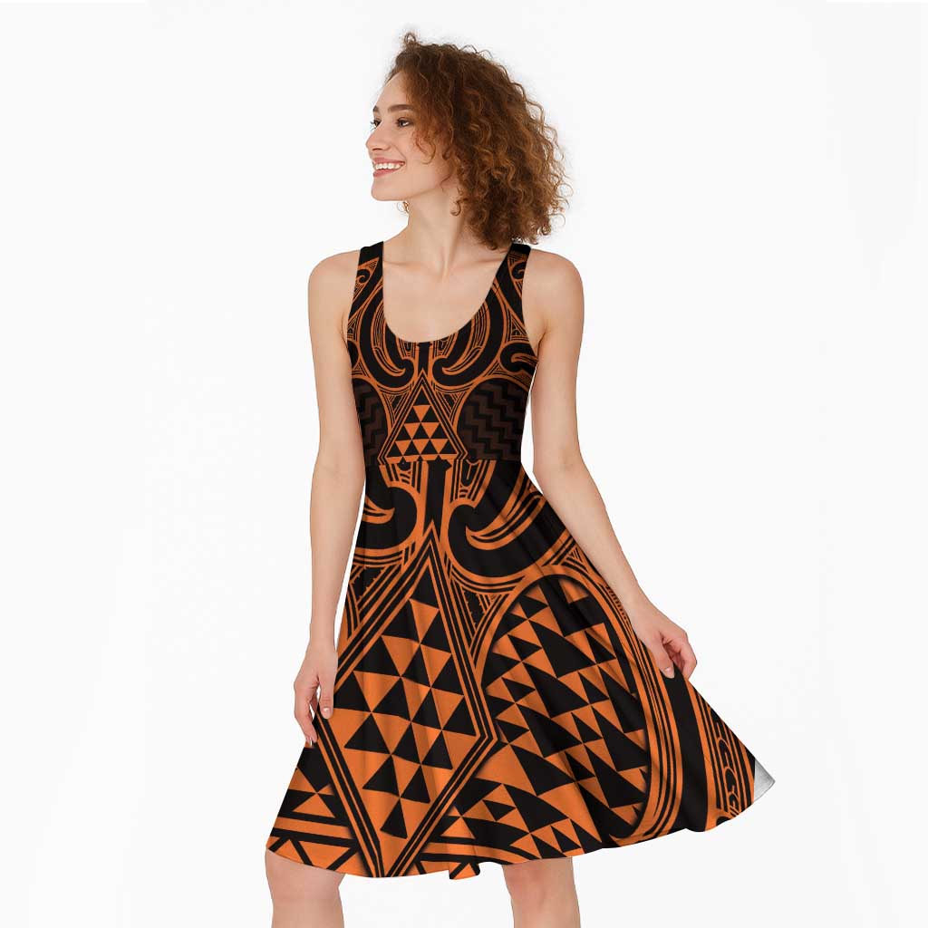 Karaka Maori Ta Moko Poutama Art Midi Dress - Aussie Hoodie