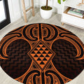 Karaka Maori Ta Moko Poutama Art Round Carpet