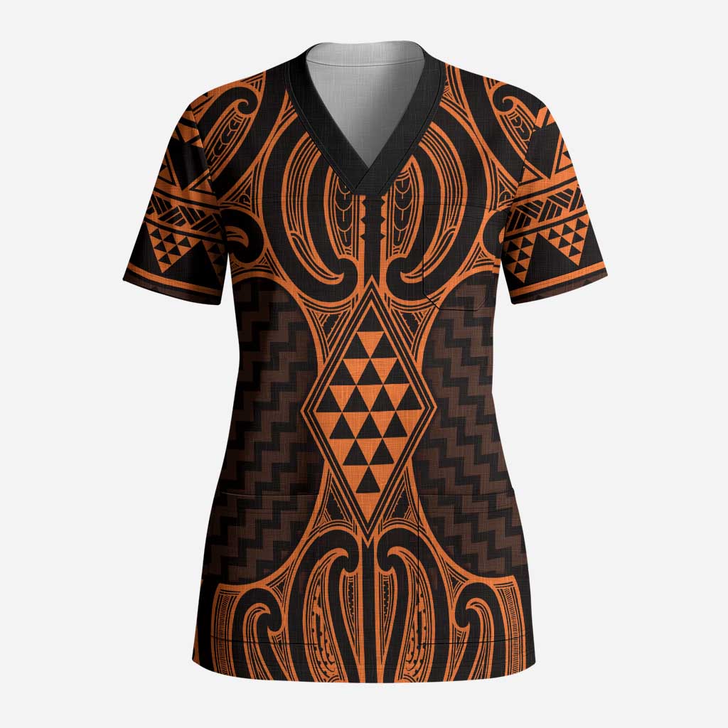 Karaka Maori Ta Moko Poutama Art Scrub Top - Aussie Hoodie