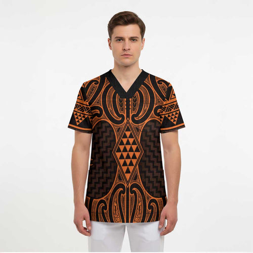 Karaka Maori Ta Moko Poutama Art Scrub Top - Aussie Hoodie