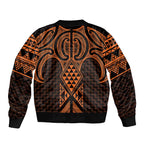 Karaka Maori Ta Moko Poutama Art Sleeve Zip Bomber Jacket