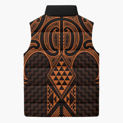 Karaka Maori Ta Moko Poutama Art Sleeveless Puffer Jacket - Aussie Hoodie
