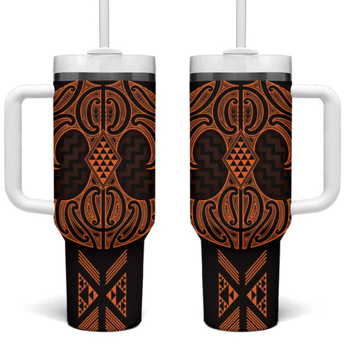 Karaka Maori Ta Moko Poutama Art Tumbler With Handle