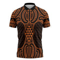 Karaka Maori Ta Moko Poutama Art Zipper Polo Shirt - Aussie Hoodie