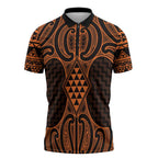 Karaka Maori Ta Moko Poutama Art Zipper Polo Shirt - Aussie Hoodie