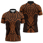 Karaka Maori Ta Moko Poutama Art Zipper Polo Shirt - Aussie Hoodie