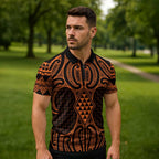 Karaka Maori Ta Moko Poutama Art Zipper Polo Shirt - Aussie Hoodie