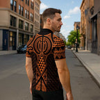 Karaka Maori Ta Moko Poutama Art Zipper Polo Shirt - Aussie Hoodie