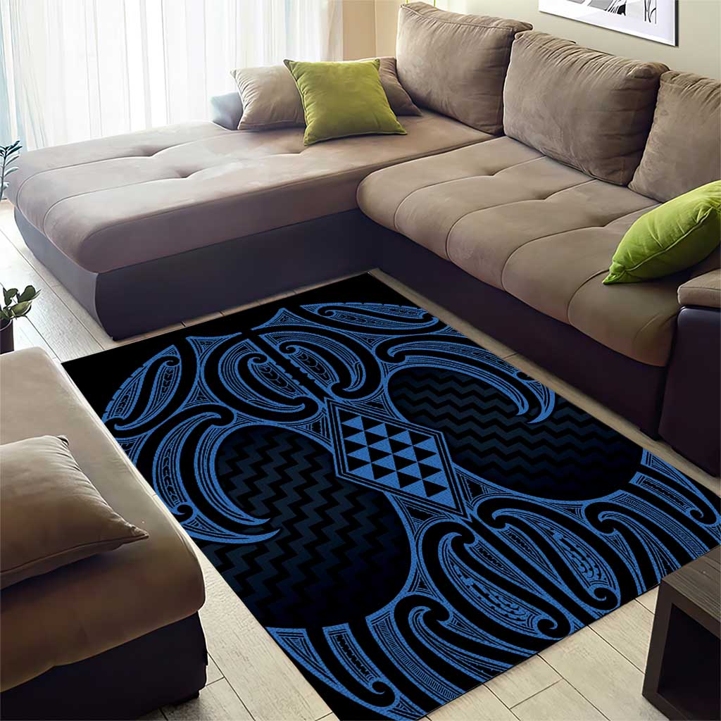 Kikorangi Maori Ta Moko Poutama Art Area Rug