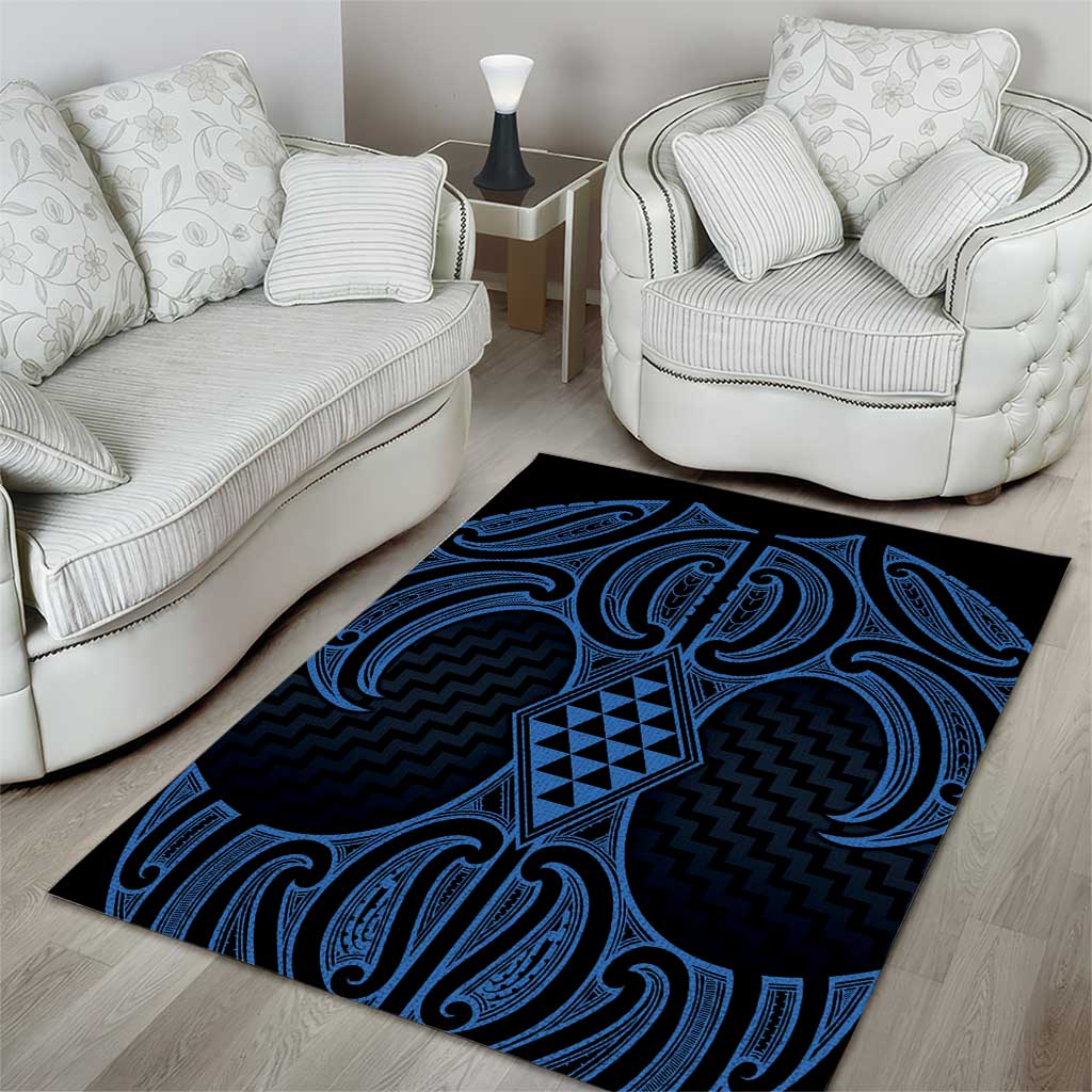 Kikorangi Maori Ta Moko Poutama Art Area Rug