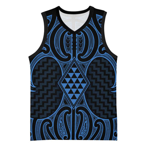 Kikorangi Maori Ta Moko Poutama Art Basketball Jersey - Aussie Hoodie