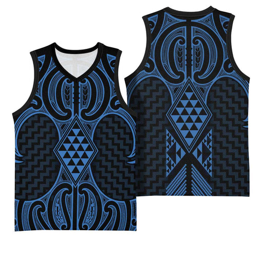Kikorangi Maori Ta Moko Poutama Art Basketball Jersey - Aussie Hoodie