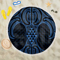 Kikorangi Maori Ta Moko Poutama Art Beach Blanket