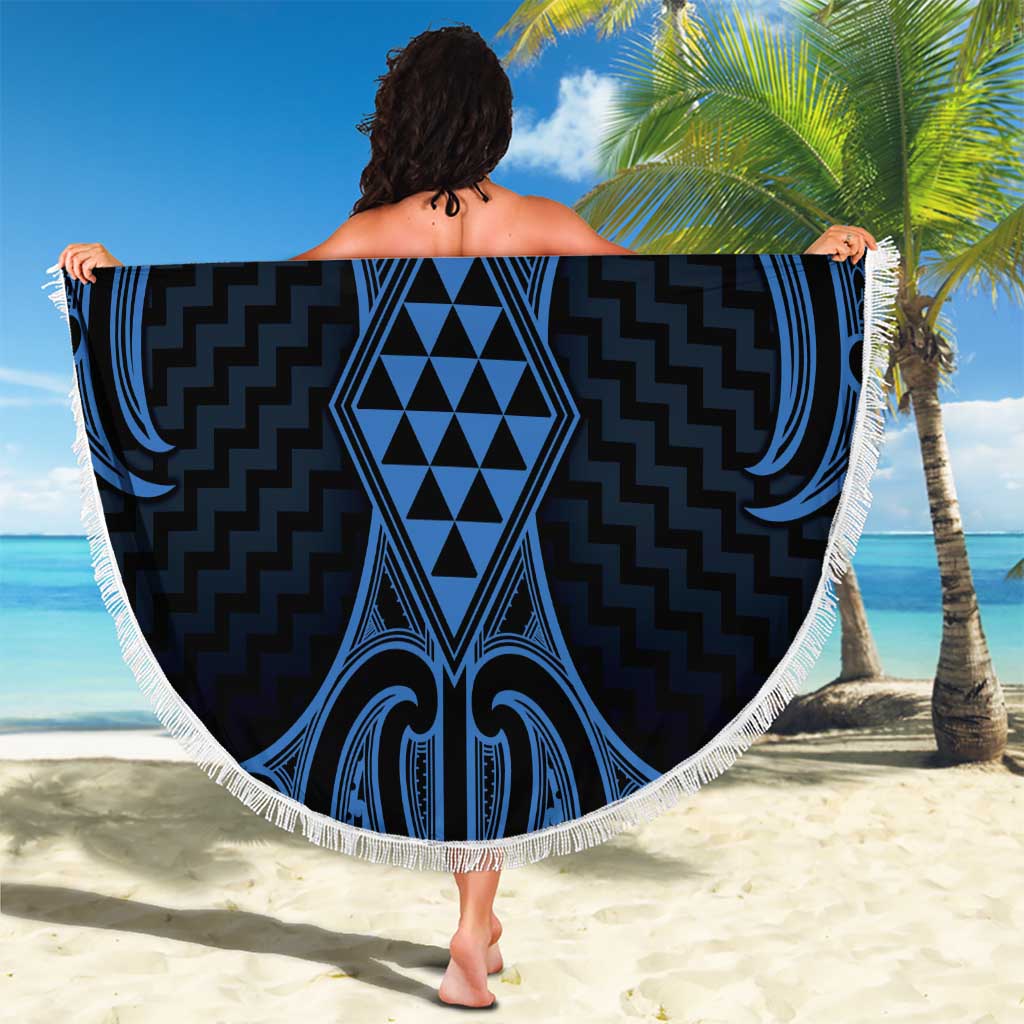 Kikorangi Maori Ta Moko Poutama Art Beach Blanket