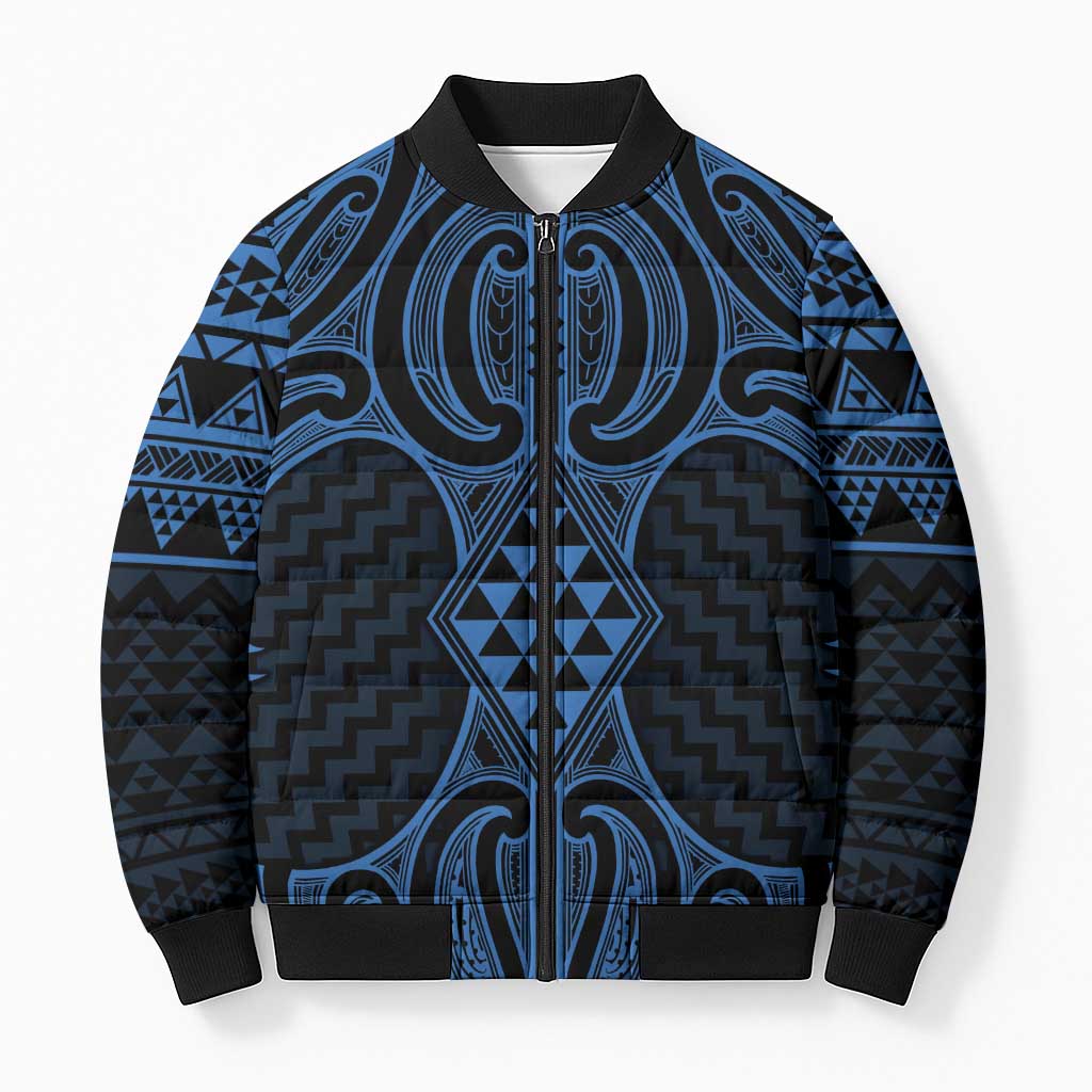 Kikorangi Maori Ta Moko Poutama Art Bomber Puffer Jacket - Aussie Hoodie