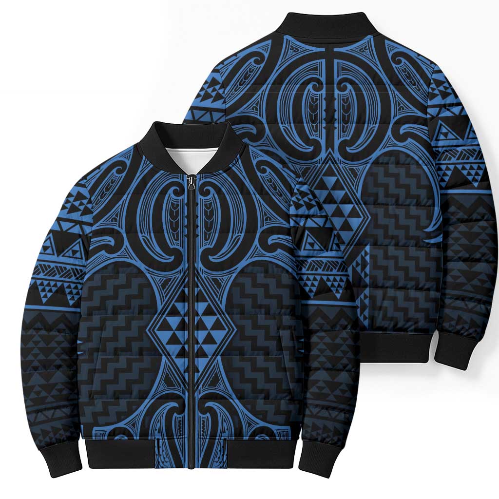 Kikorangi Maori Ta Moko Poutama Art Bomber Puffer Jacket - Aussie Hoodie