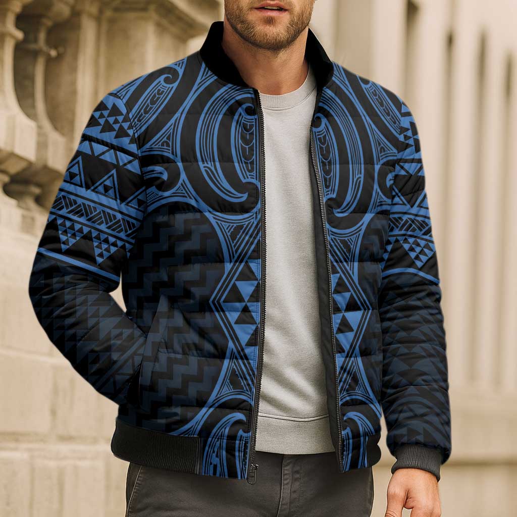 Kikorangi Maori Ta Moko Poutama Art Bomber Puffer Jacket - Aussie Hoodie
