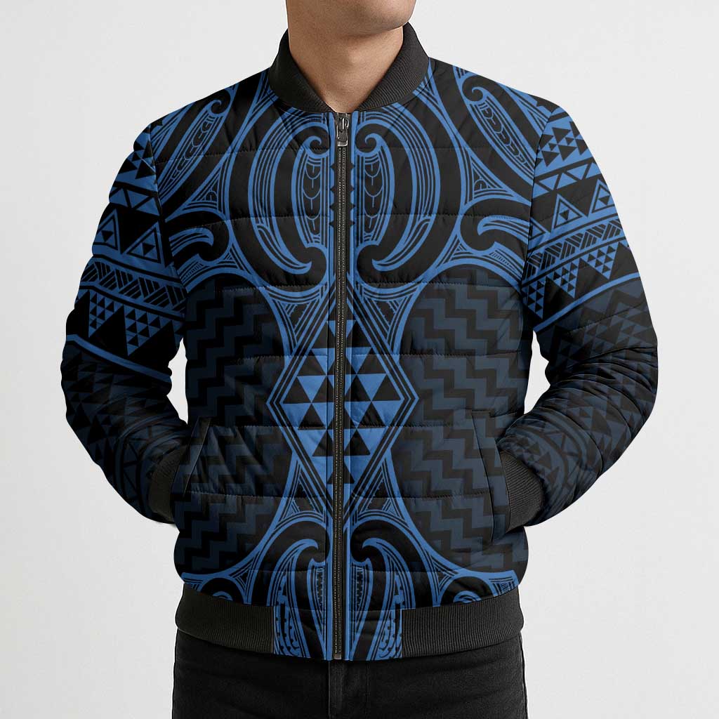 Kikorangi Maori Ta Moko Poutama Art Bomber Puffer Jacket - Aussie Hoodie