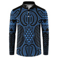 Kikorangi Maori Ta Moko Poutama Art Button Sweatshirt
