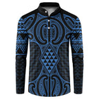 Kikorangi Maori Ta Moko Poutama Art Button Sweatshirt