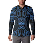 Kikorangi Maori Ta Moko Poutama Art Button Sweatshirt