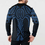 Kikorangi Maori Ta Moko Poutama Art Button Sweatshirt