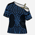 Kikorangi Maori Ta Moko Poutama Art Cross Shoulder Shirt - Aussie Hoodie